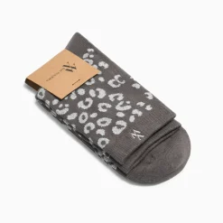 Chaussettes Agathe gris et léopard argent