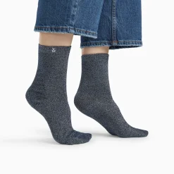 Chaussettes Ambre marine et argent pailleté