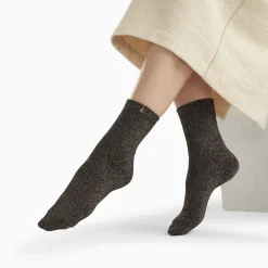 Chaussettes Ambre noir et or pailleté