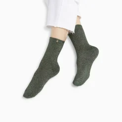 Chaussettes Ambre vert et or pailleté