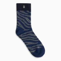 Chaussettes Brianna marine et zébré argent