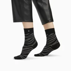Chaussettes Brianna noir et zébré argent
