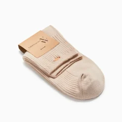 Chaussettes courtes Amy beiges côtelées