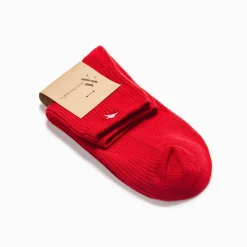 Chaussettes courtes Amy rouges côtelées
