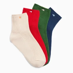 Chaussettes courtes Amy rouges côtelées
