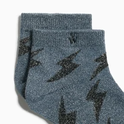 Chaussettes courtes Rachel grises à éclairs noirs