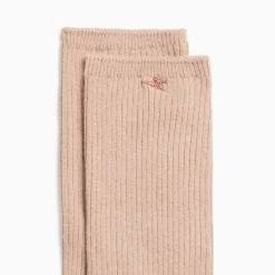 Chaussettes Ella taupe côtelées