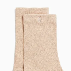 Chaussettes Quinn beige et or pailleté