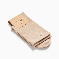 Chaussettes Quinn beige et or pailleté