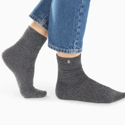 Chaussettes Quinn noir et argent pailleté