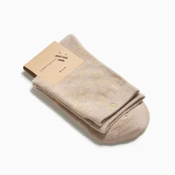 Chaussettes Tara beige et léopard or