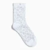 Chaussettes Tara blanc et léopard argent