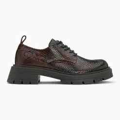 Derbies Meredith marron serpent à semelle crantée