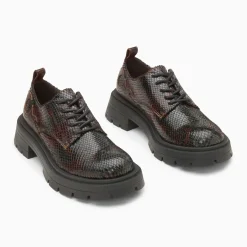 Derbies Meredith marron serpent à semelle crantée