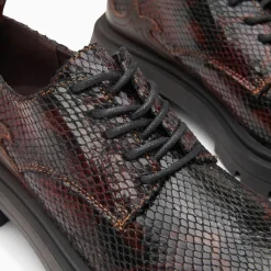Derbies Meredith marron serpent à semelle crantée