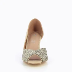 Escarpins peep-toe Diane beige et champagne