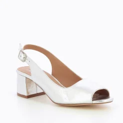 Escarpins peep-toe Maureen effet craquelé argent