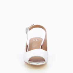 Escarpins peep-toe Maureen effet craquelé argent