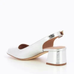 Escarpins peep-toe Maureen effet craquelé argent