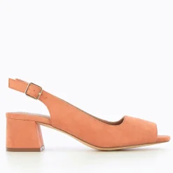 Escarpins peep-toe Maureen en suédine saumon