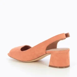 Escarpins peep-toe Maureen en suédine saumon