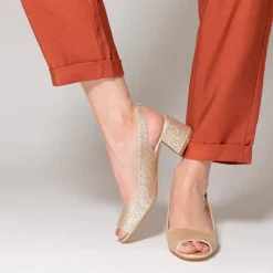 Escarpins peep-toe Maureen à paillettes or