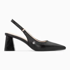 Escarpins slingback Lara noirs à bout pointu