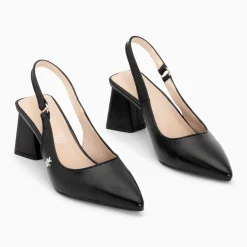 Escarpins slingback Lara noirs à bout pointu