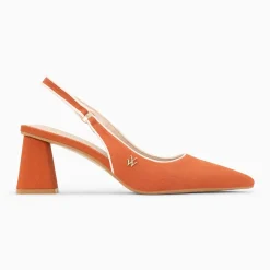 Escarpins slingback Lara orange à bout pointu