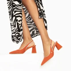 Escarpins slingback Lara orange à bout pointu