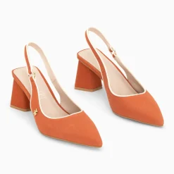 Escarpins slingback Lara orange à bout pointu