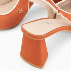 Escarpins slingback Lara orange à bout pointu
