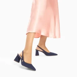 Escarpins slingback Lara marine à bout pointu