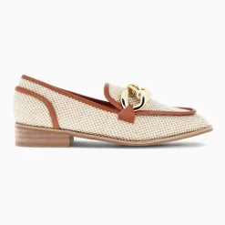 Mocassins Barbara beiges à chaîne or
