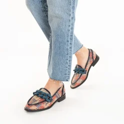 Mocassins Barbara marine à chaîne mate