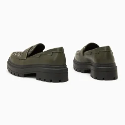 Mocassins Cécile kaki à paillettes et plateforme