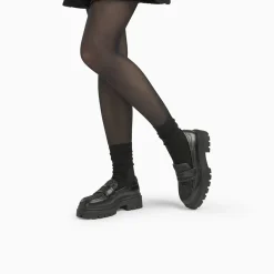 Mocassins Cécile noirs à paillettes et plateforme