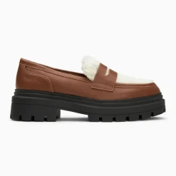 Mocassins Claudine marron en fausse fourrure