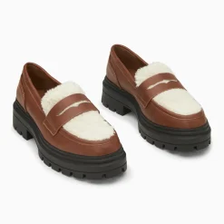 Mocassins Claudine marron en fausse fourrure