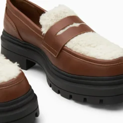 Mocassins Claudine marron en fausse fourrure