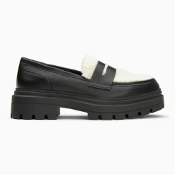 Mocassins Claudine noirs en fausse fourrure