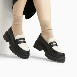 Mocassins Claudine noirs en fausse fourrure