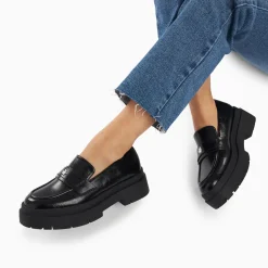 Mocassins Rosalie noirs à plateforme crantée