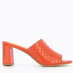 Mules à talon Melaurie rouge effet tressé