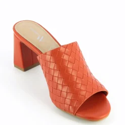 Mules à talon Melaurie rouge effet tressé