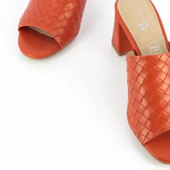 Mules à talon Melaurie rouge effet tressé