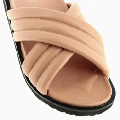 Mules Ilona nude à brides croisées rembourrées