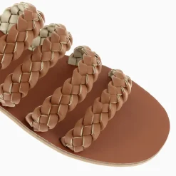 Mules Mila à brides tressées camel