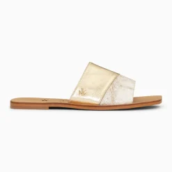 Mules plates Soeacik bi-matière or et beige
