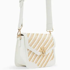 Petit sac cartable Aline blanc et beige tressé